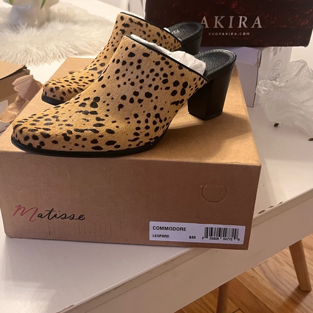 Matisse Leopard Pony Fur Mules